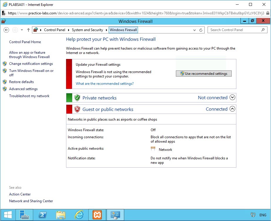 Figure 2.6 Screenshot of Control Panel on PLABSA01 device