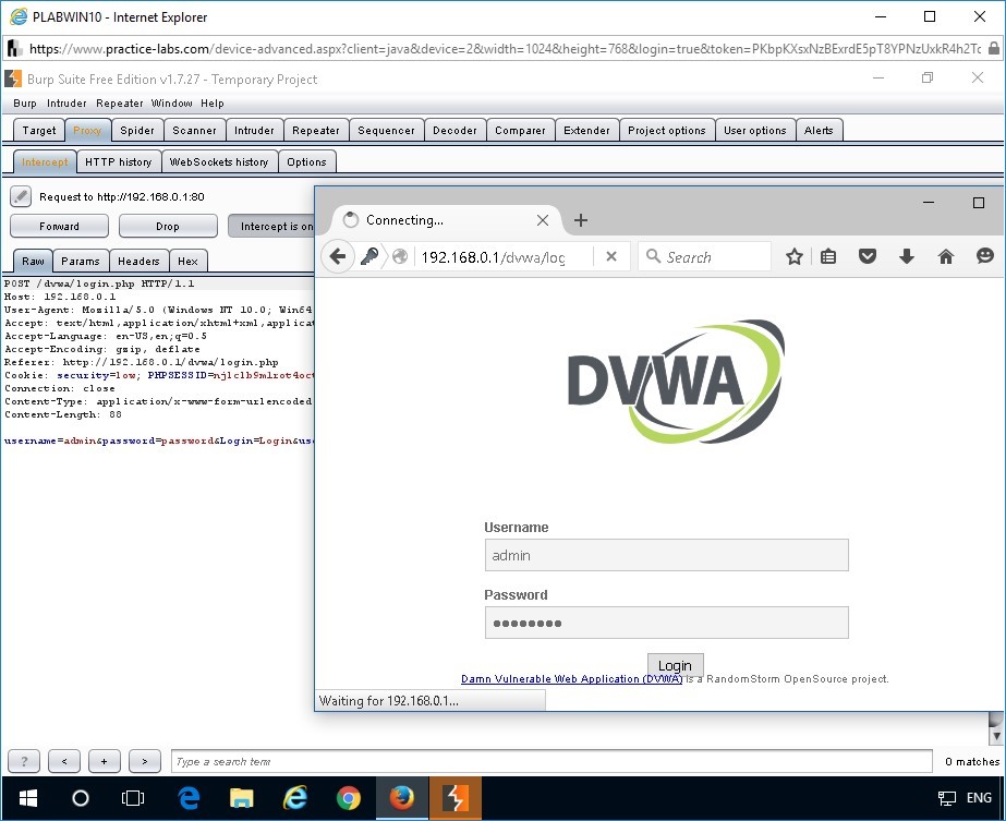 Figure 1.20 Screenshot of Burp Suite Free Edition v1.7.27 - Temporary Project window