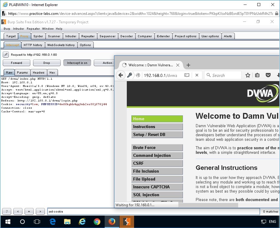 Figure 1.24 Screenshot of Burp Suite Free Edition v1.7.27 - Temporary Project window