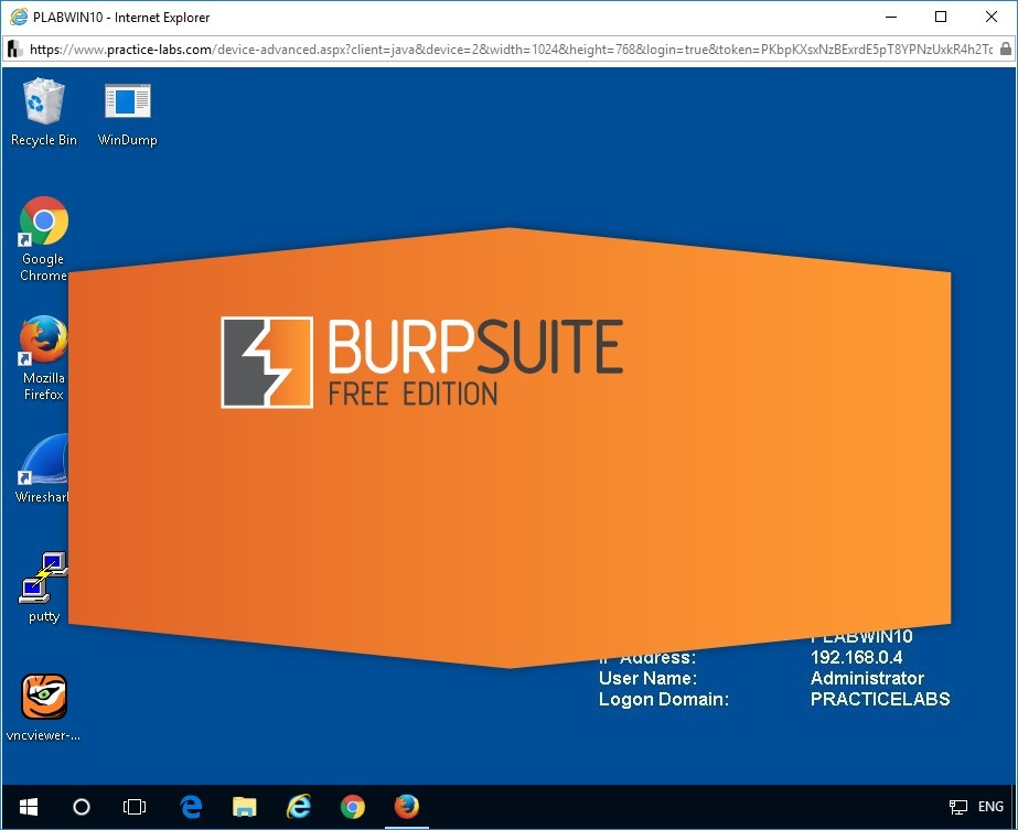 Figure 1.3 Screenshot of the desktop on PLABWIN10 device
