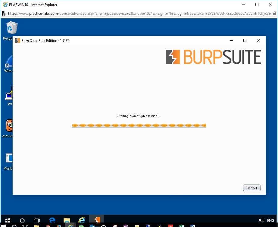 Figure 1.7 Screenshot of Burp Suite Free Edition v1.7.27 on PLABWIN10 device