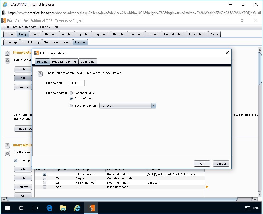 Figure 1.9 Screenshot of Edit proxy listener dialog box
