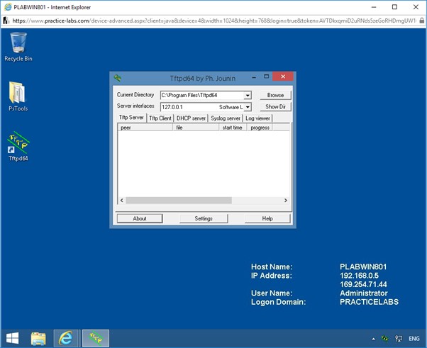 Figure 1.10 Screenshot of Tftpd64 by Ph. Jounin window