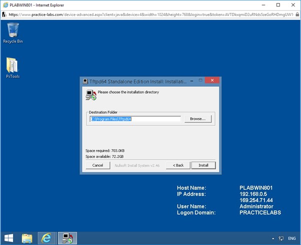 Figure 1.6 Screenshot of Tftpd64 Standalone Edition Install window