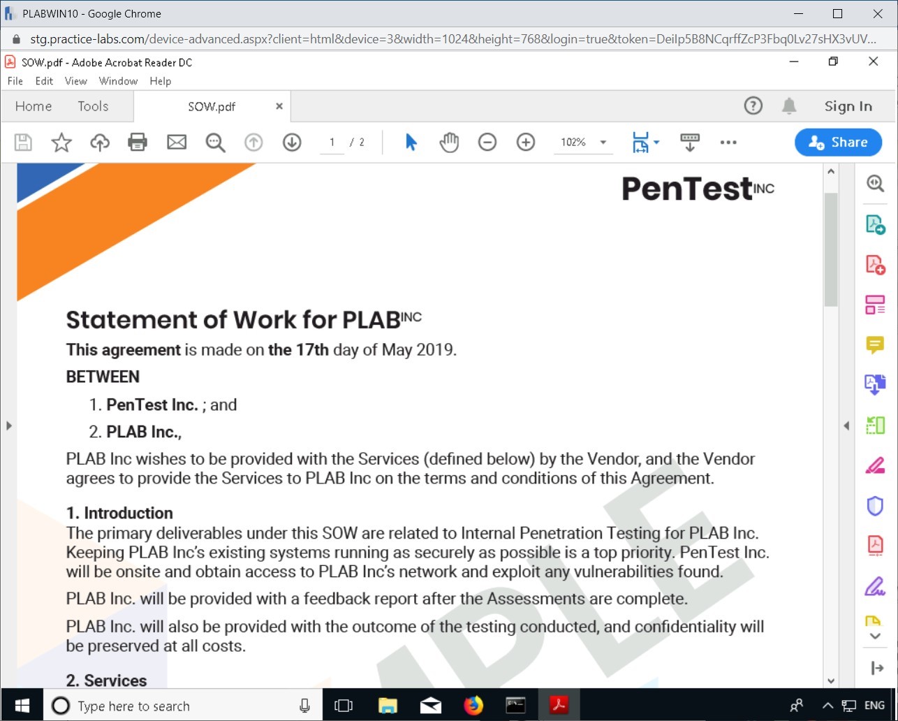 Figure 4.7 Screenshot of PLABWIN10