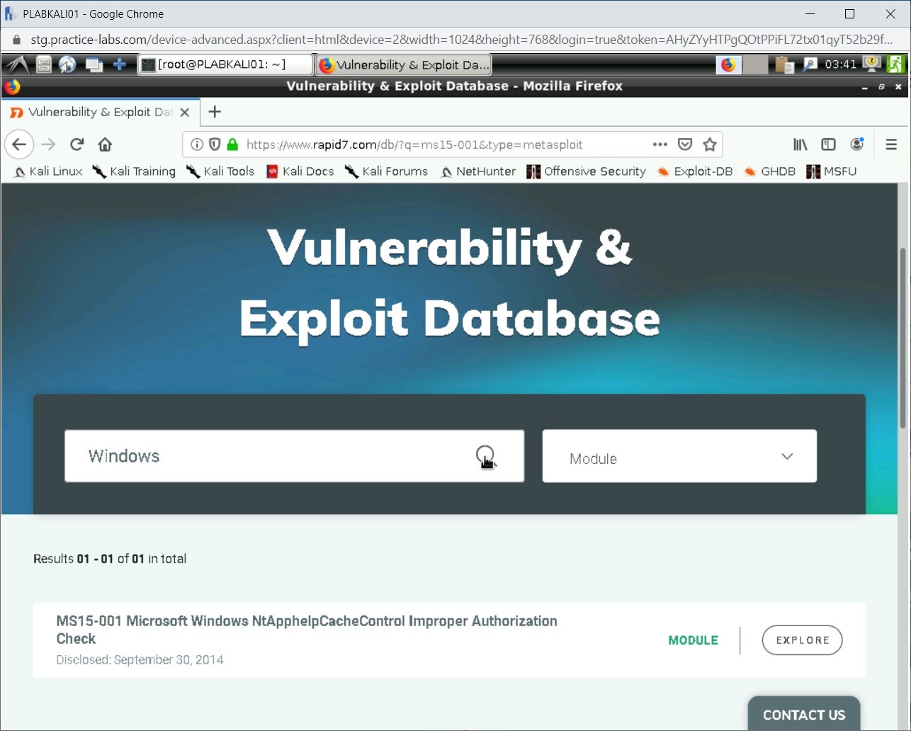 Figure 1.21 Screenshot of PLABKALI01