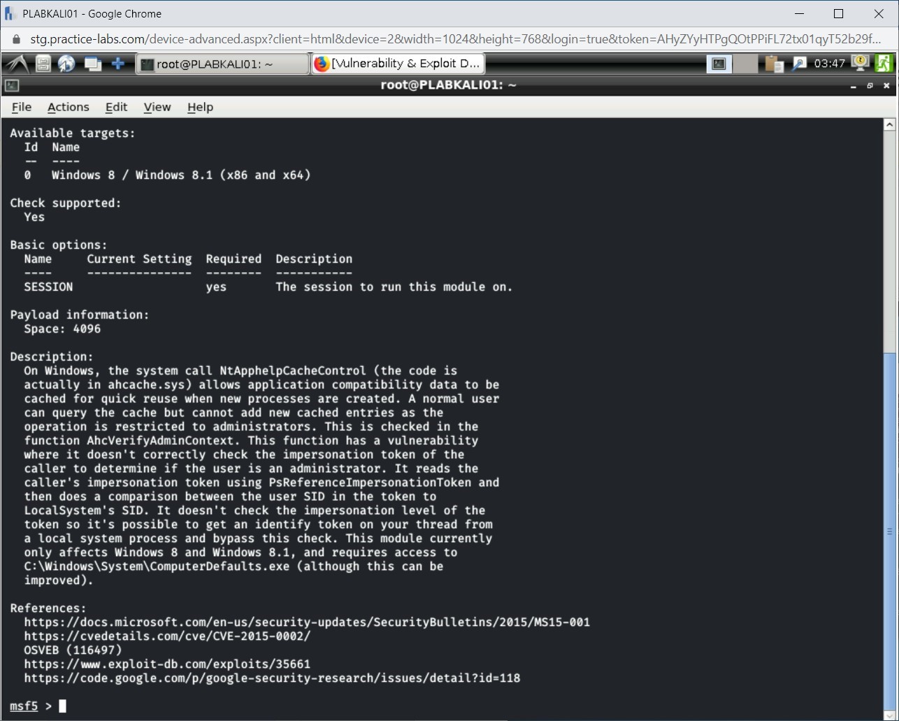 Figure 2.3 Screenshot of PLABKALI01
