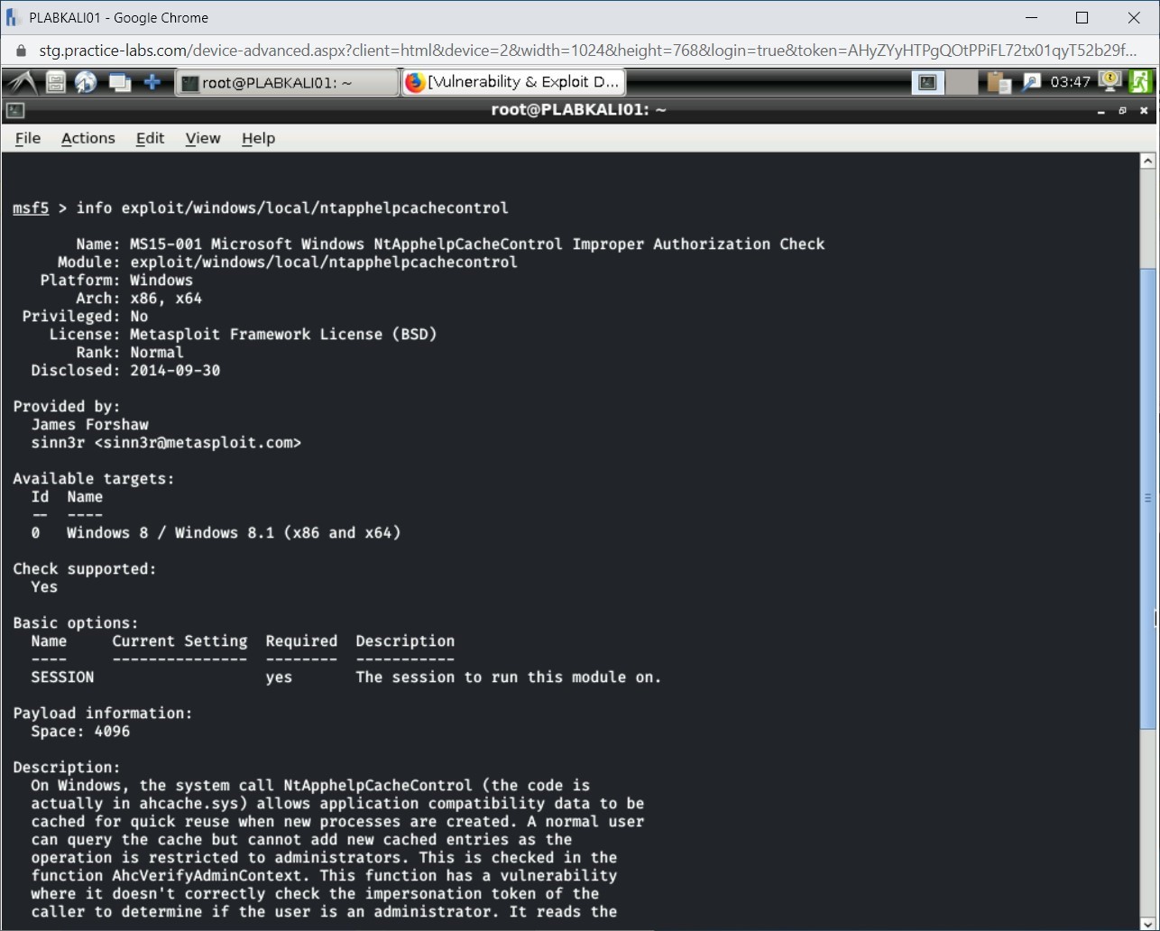 Figure 2.4 Screenshot of PLABKALI01