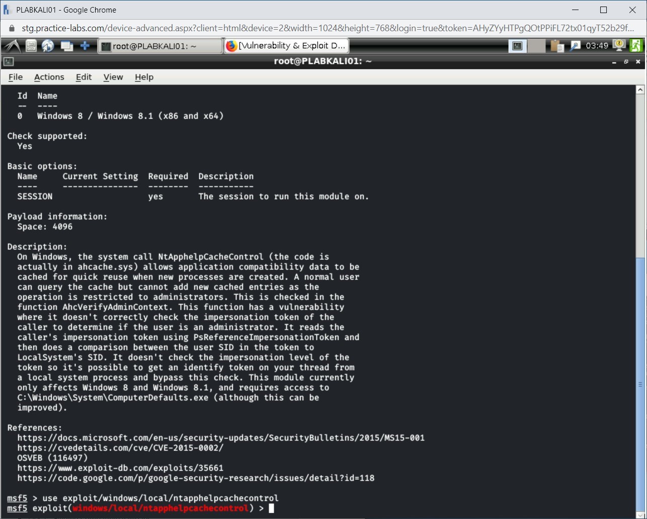 Figure 2.6 Screenshot of PLABKALI01