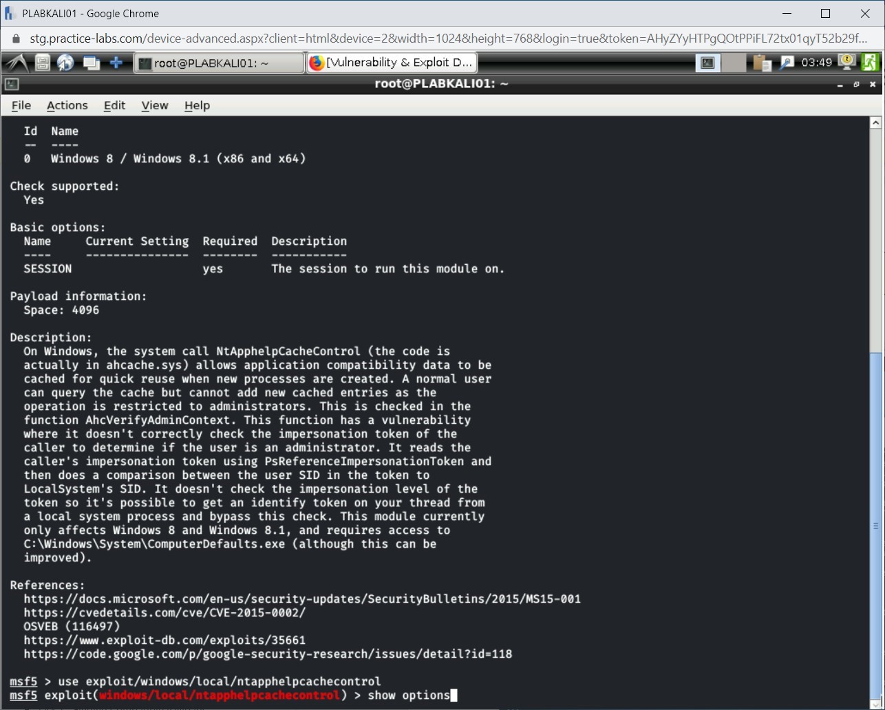 Figure 2.7 Screenshot of PLABKALI01
