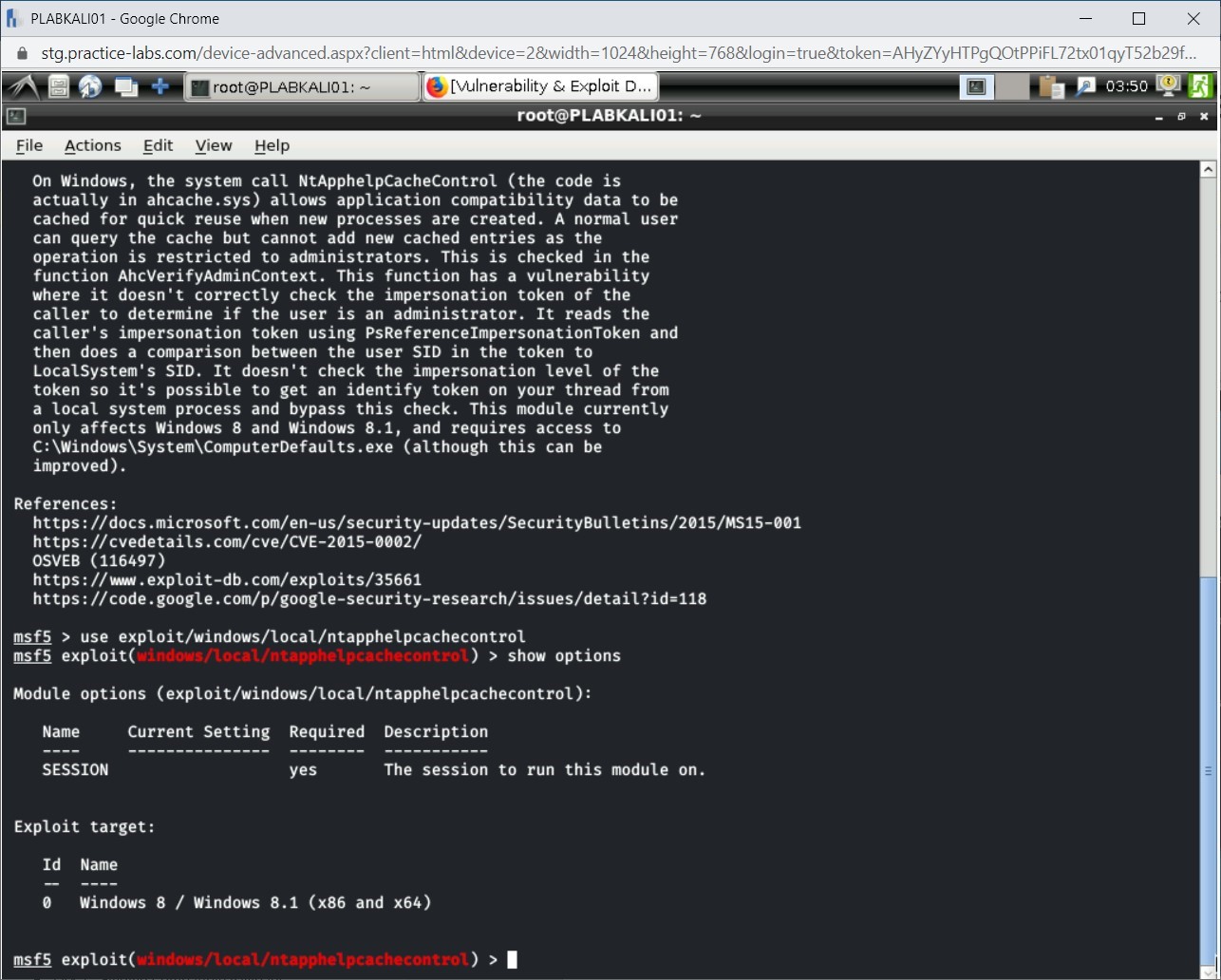 Figure 2.8 Screenshot of PLABKALI01