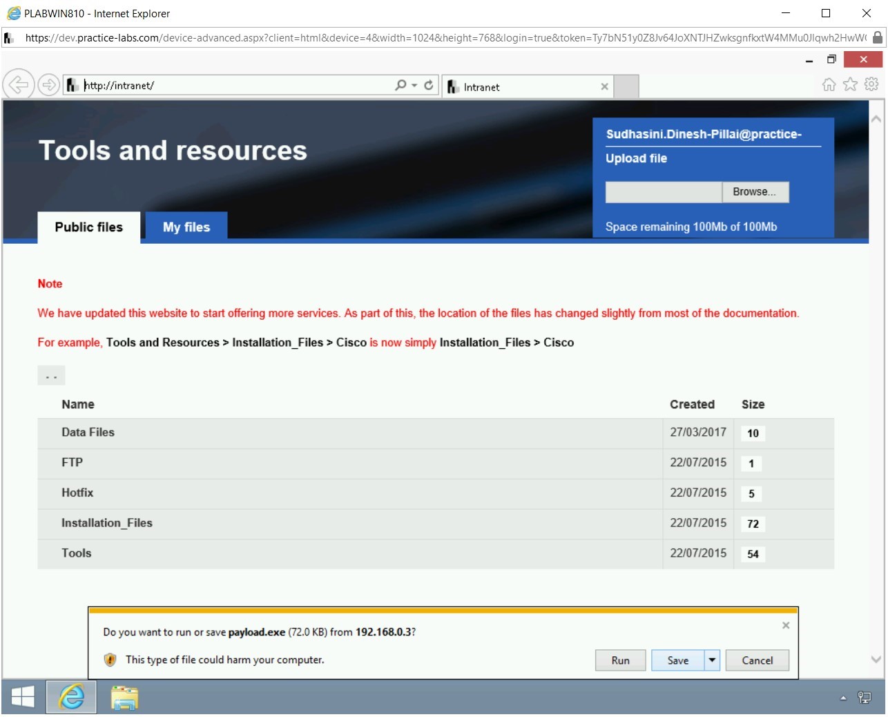 Figure 4.9 Screenshot of PLABWIN810