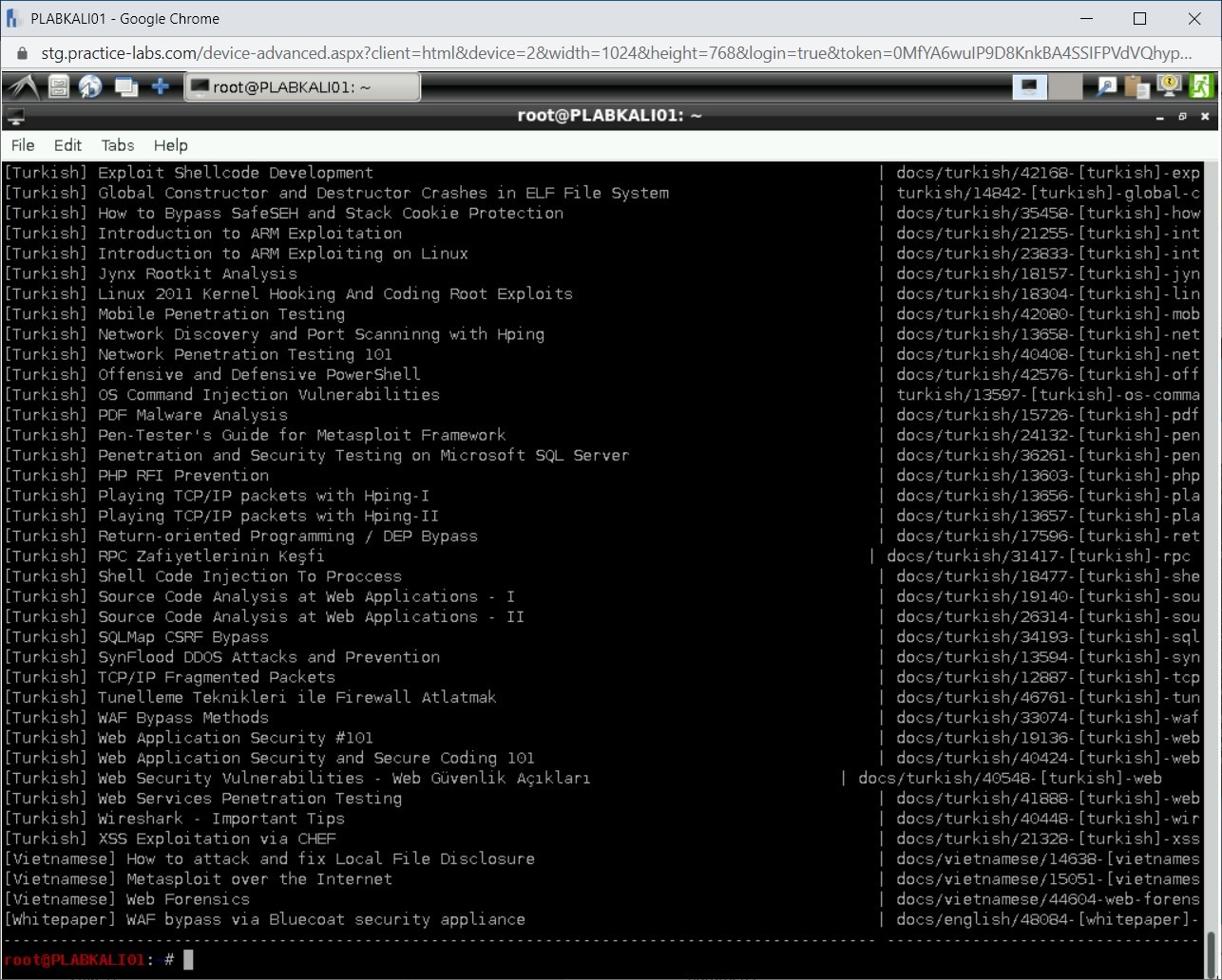 Figure 1.77 Screenshot of PLABKALI01