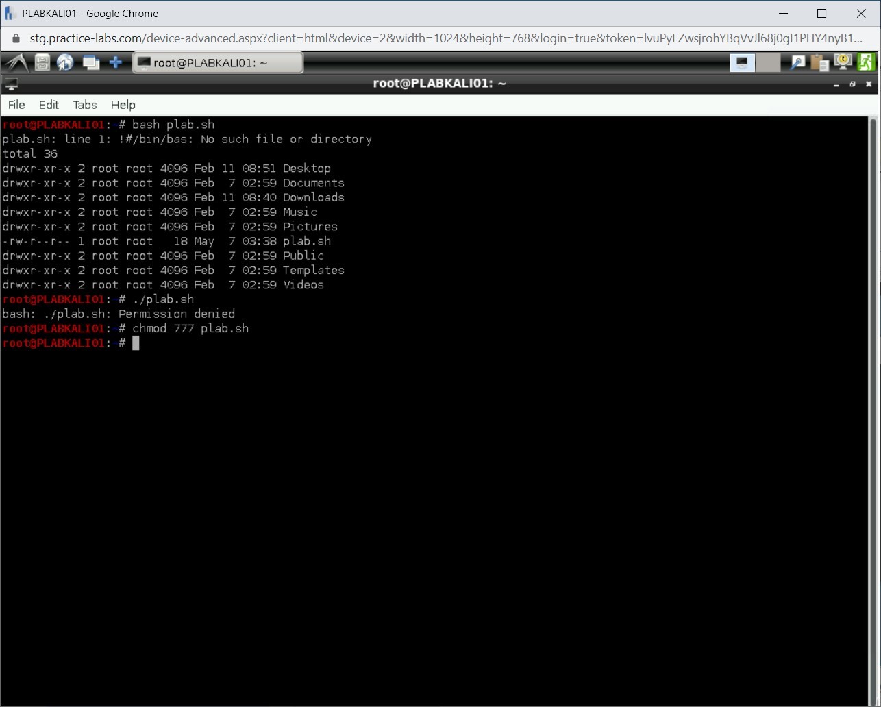 Figure 2.15 Screenshot of PLABKALI01