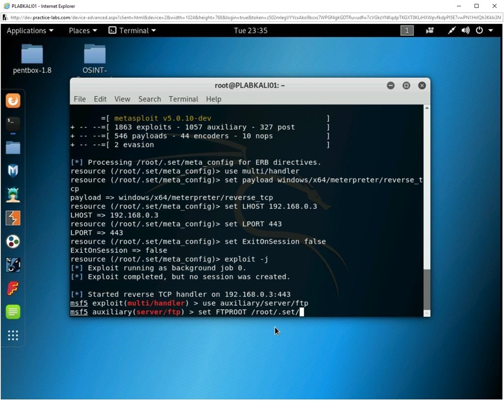 Figure 2.14 Screenshot of PLABKALI01