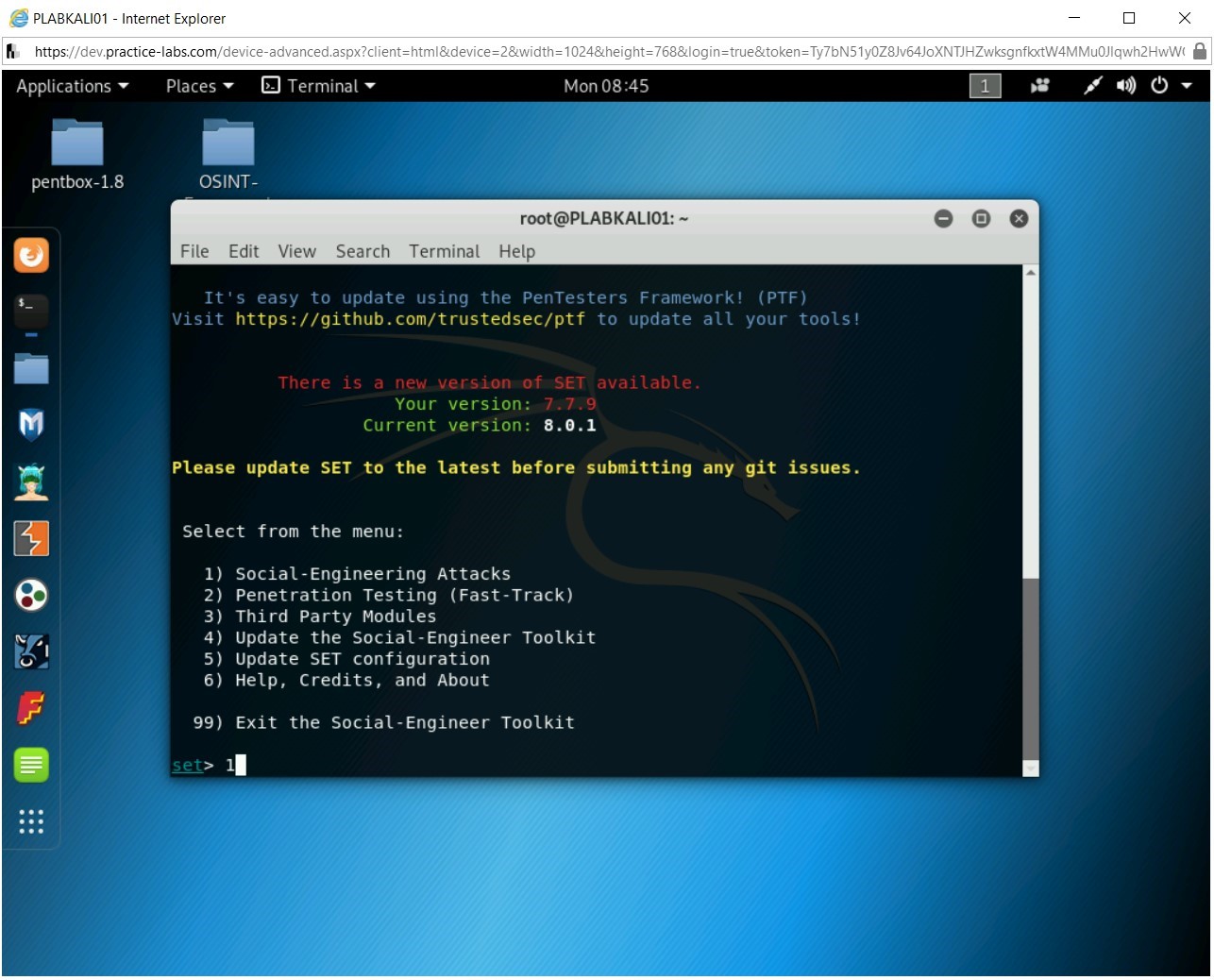Figure 2.5 Screenshot of PLABKALI01