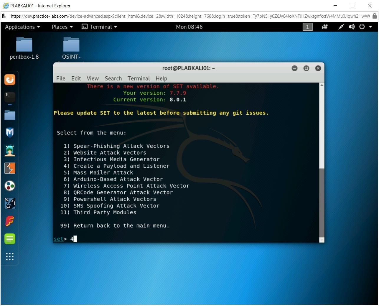 Figure 2.6 Screenshot of PLABKALI01