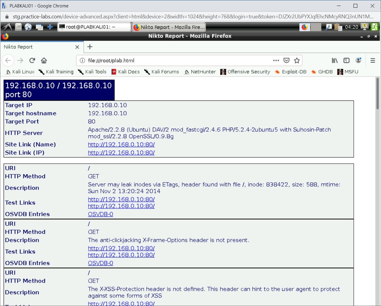 Figure 2.6 Screenshot of PLABKALI01