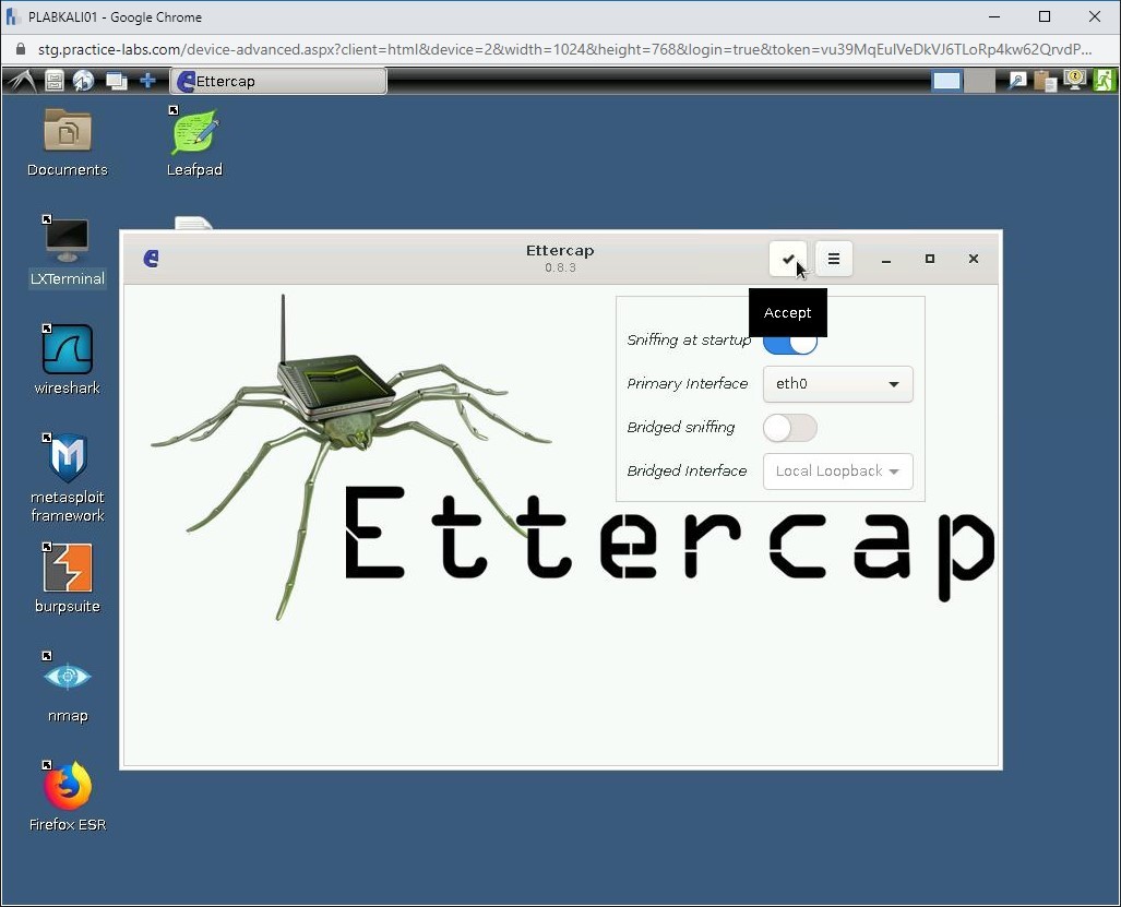 Figure 1.10 Screenshot of PLABKALI01