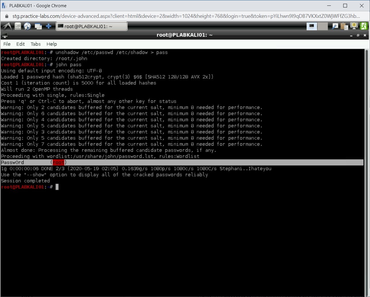 Figure 2.6 Screenshot of PLABKALI01