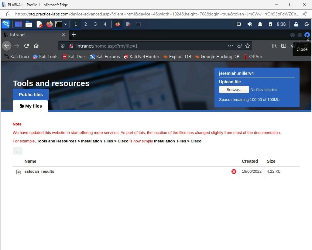 Figure 1.44 Screenshot of PLABKALI: Displaying closing the Firefox browser.