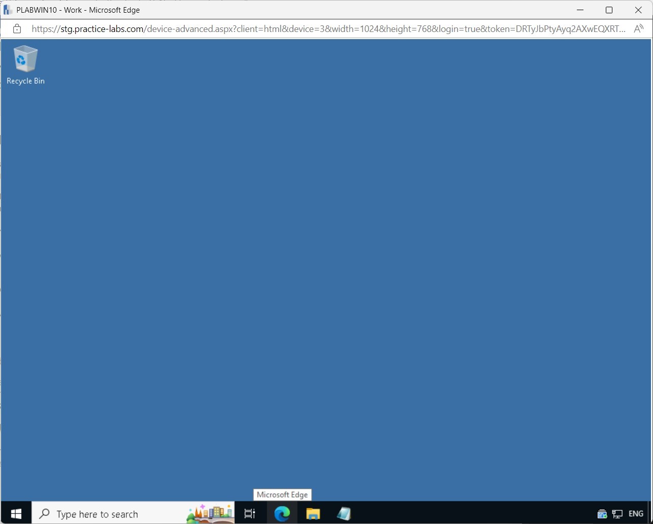 Figure 1.45 Screenshot of PLABWIN10: Displaying opening Microsoft Edge from the Taskbar.