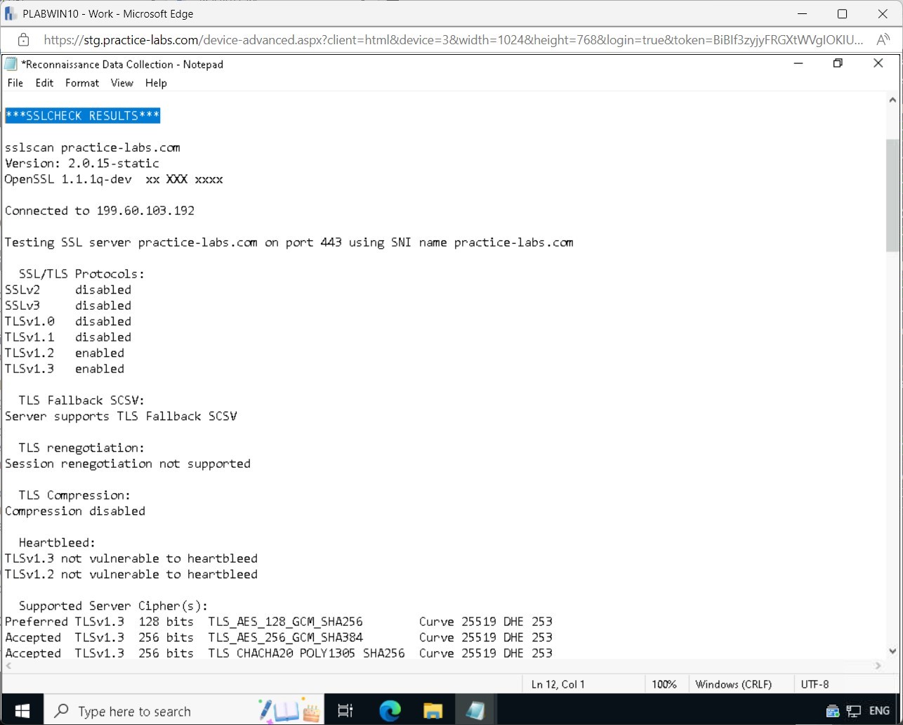 Figure 1.51 Screenshot of PLABWIN10: Displaying copying the selected data into the Notepad file under the ***SSLCHECK RESULTS*** header.