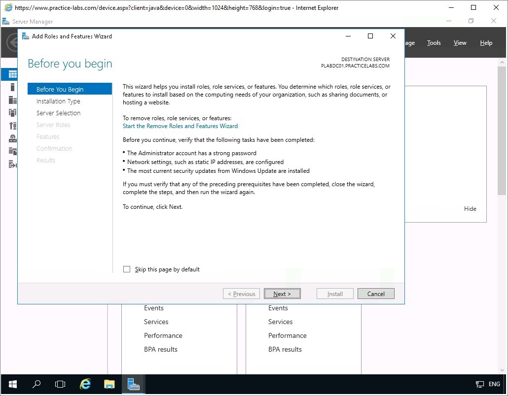 Figure 1.2 Screenshot of the PLABDC01 desktop