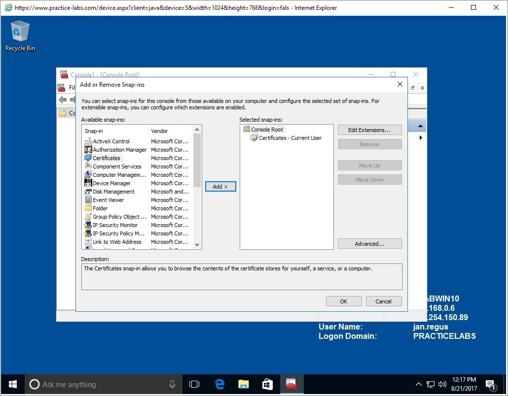 Figure 2.5 Screenshot of the PLABWIN10 desktop