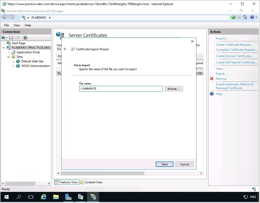 Figure 1.40 Screenshot of the PLABDC01 desktop