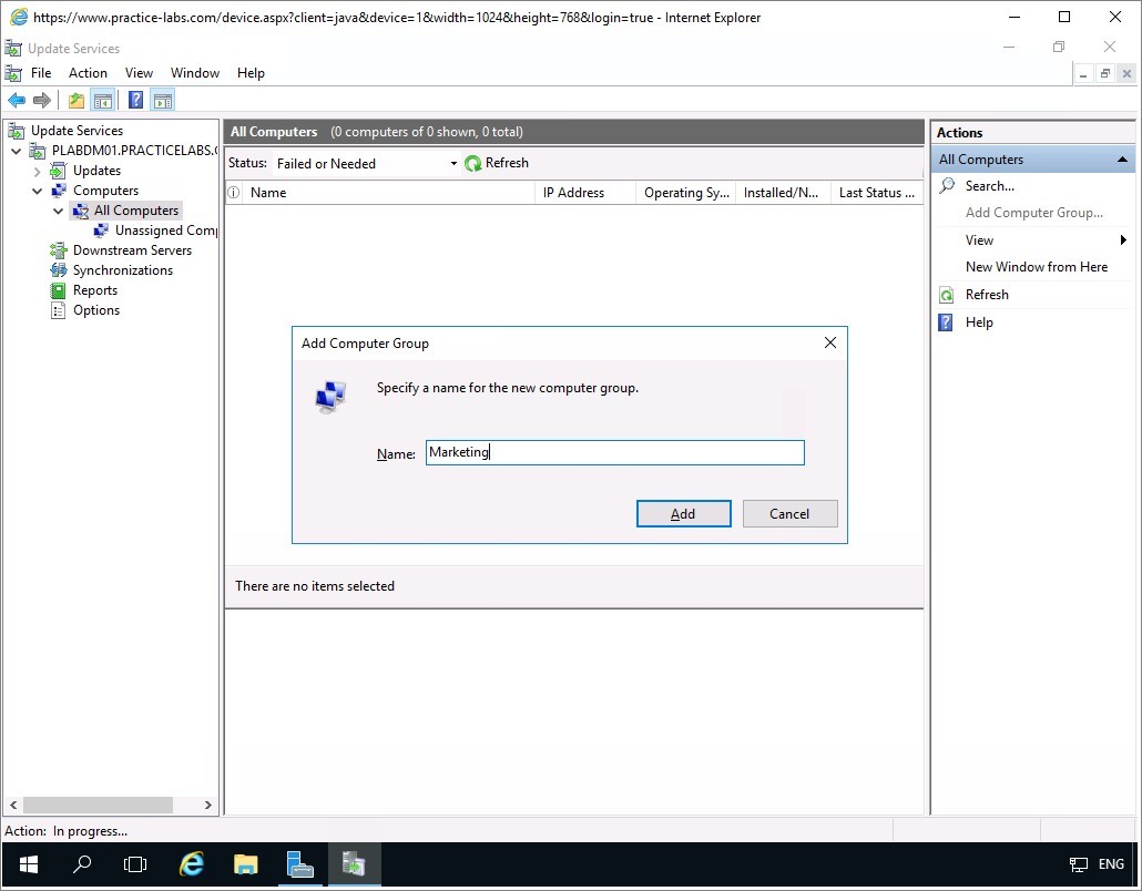 Figure 2.6 Screenshot of the PLABDM01 desktop