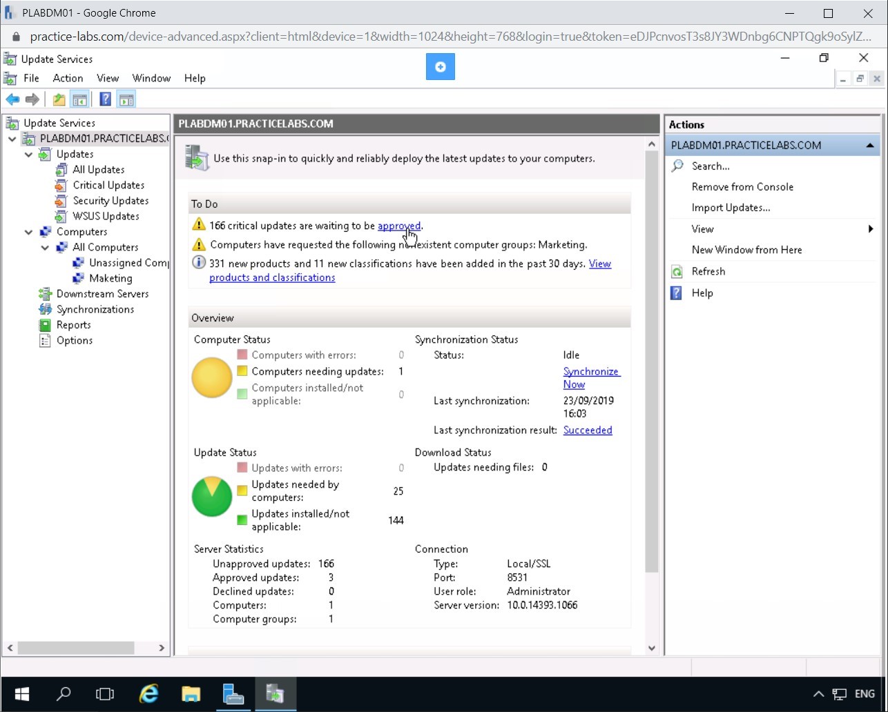Figure 2.9 Screenshot of the PLABDM01 desktop
