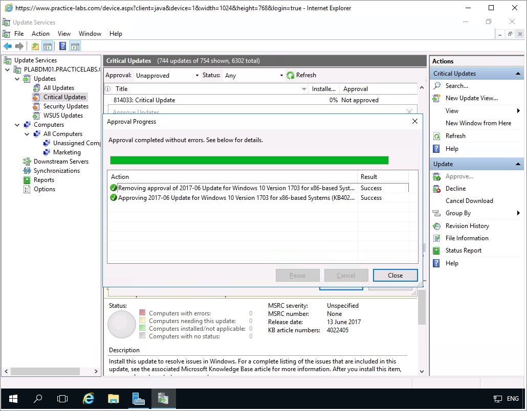 Figure 3.1 Screenshot of the PLABDC01 desktop