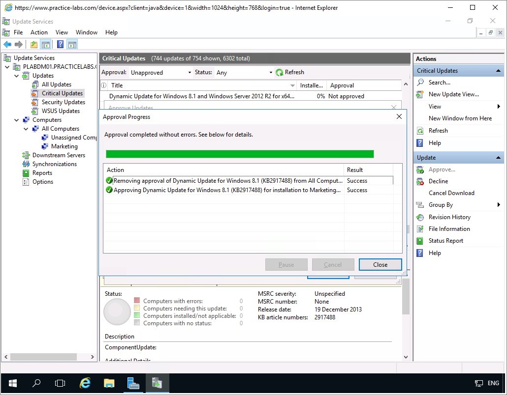 Figure 3.2 Screenshot of the PLABDC01 desktop