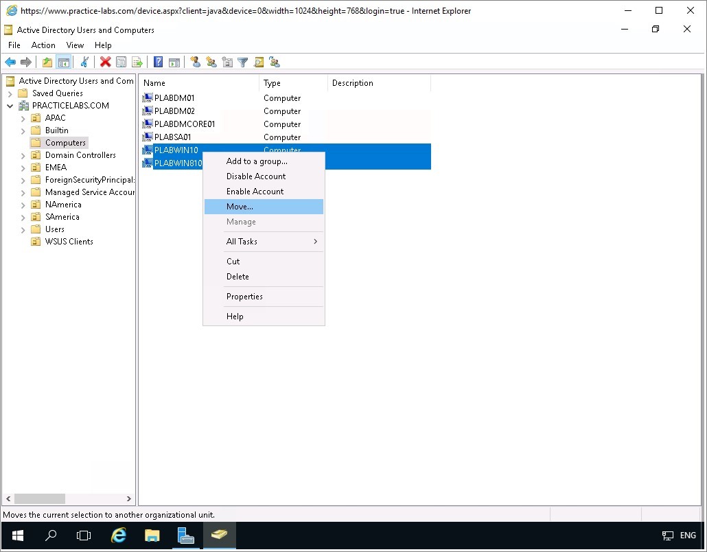 Figure 3.6 Screenshot of the PLABDC01 desktop