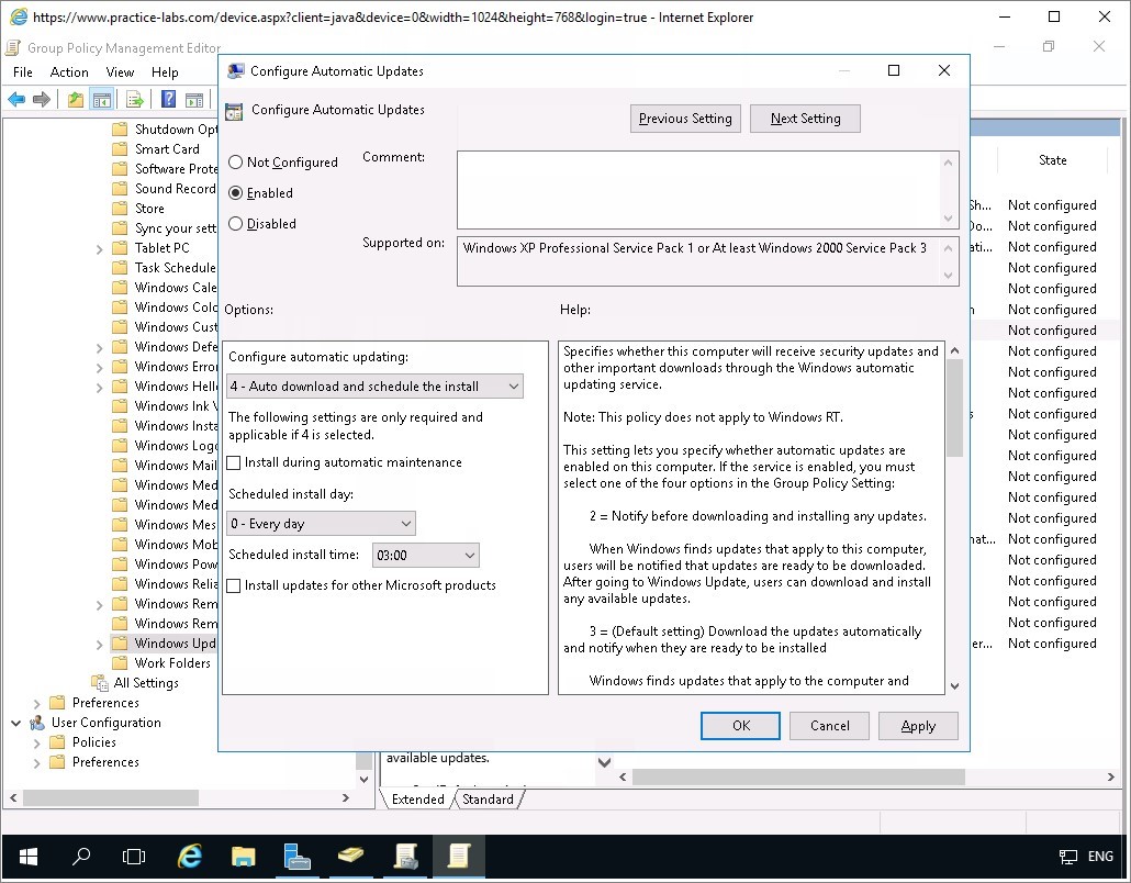 Figure 3.14 Screenshot of the PLABDC01 desktop