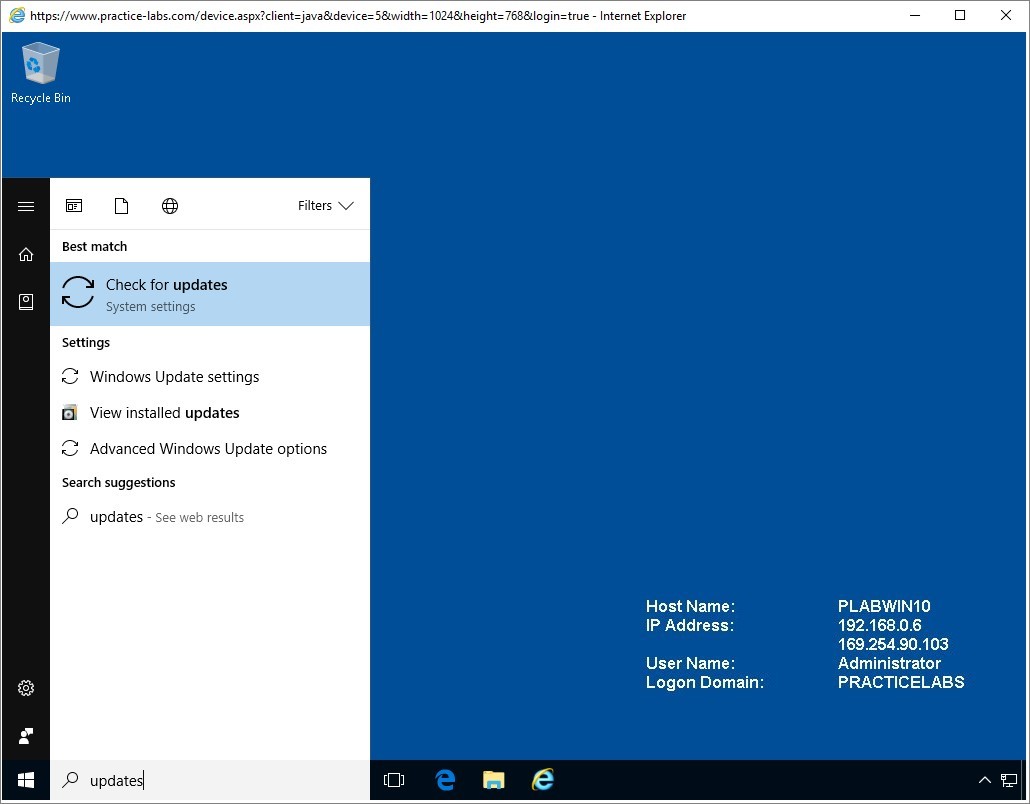 Figure 3.25 Screenshot of the PLABWIN810 desktop