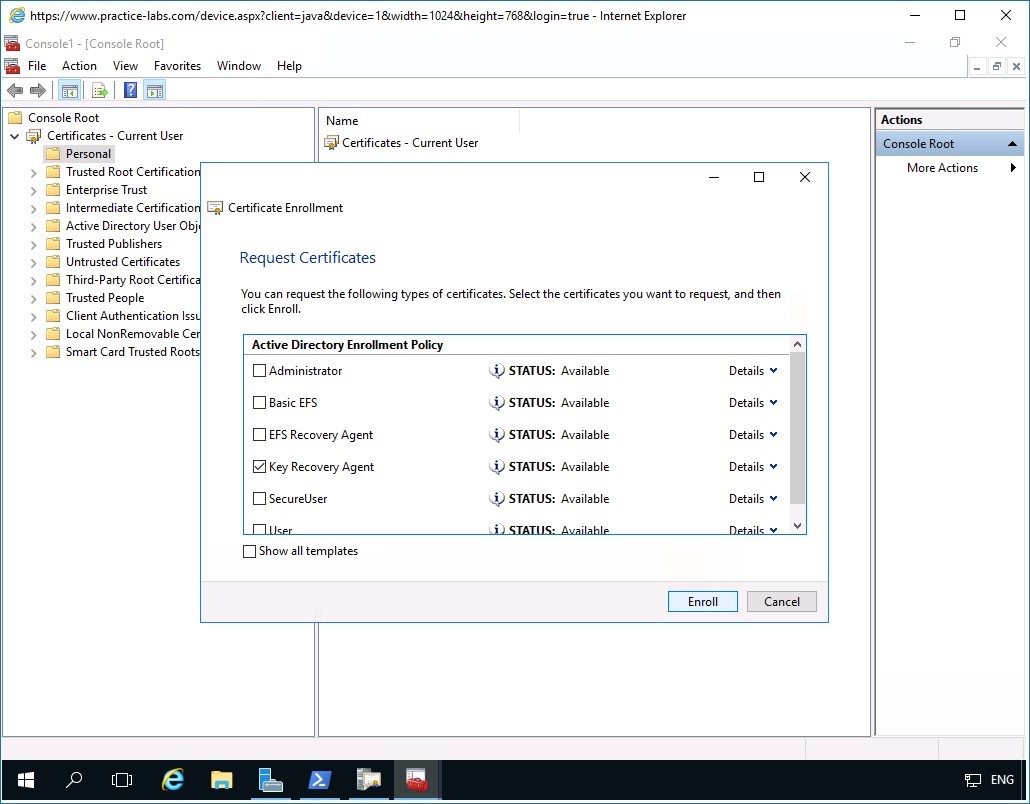 Practice Labs screenshot.