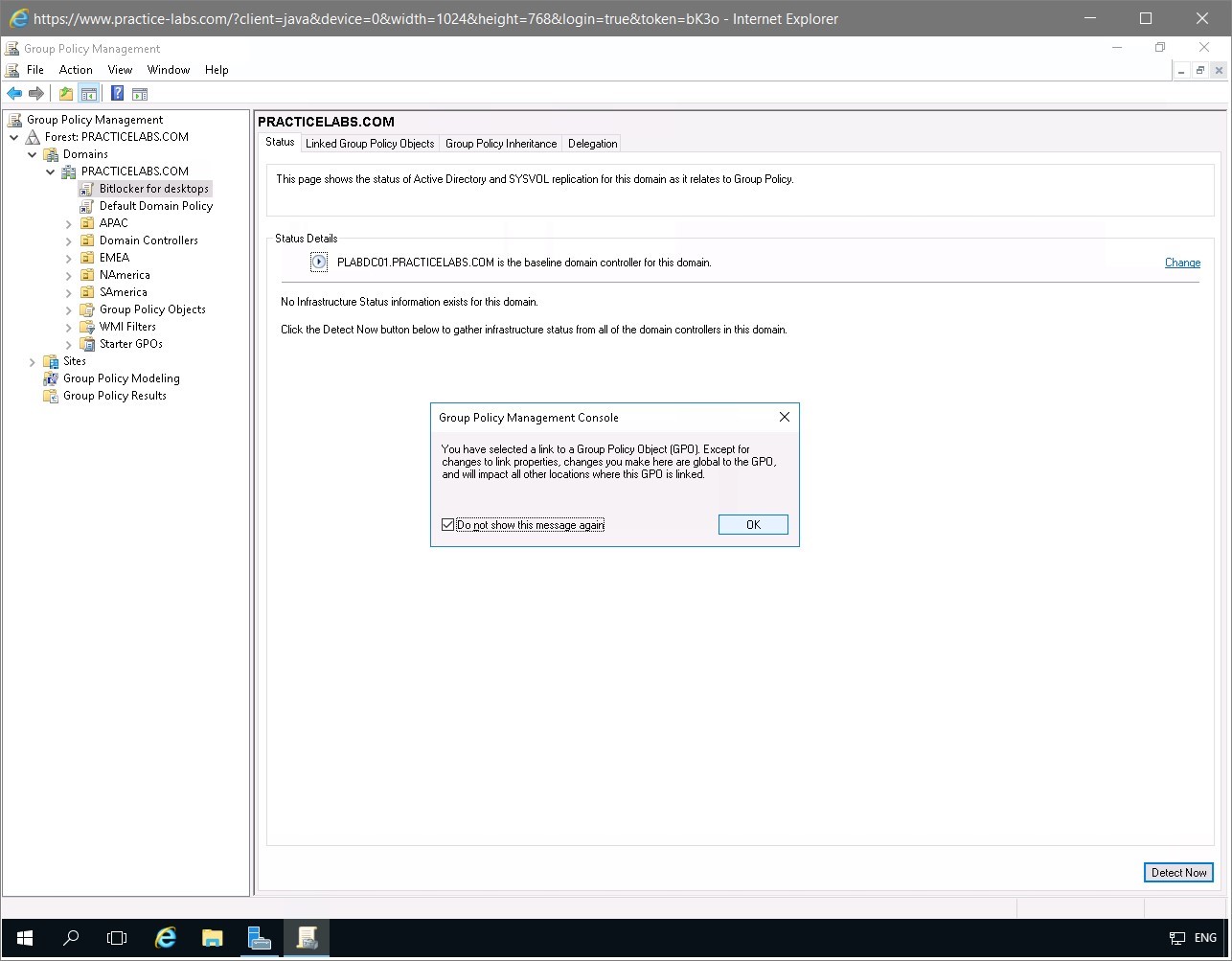 Figure 1.4 Screenshot of the PLABDC01 desktop