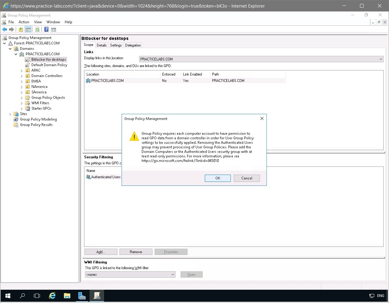 Figure 1.7 Screenshot of the PLABDC01 desktop