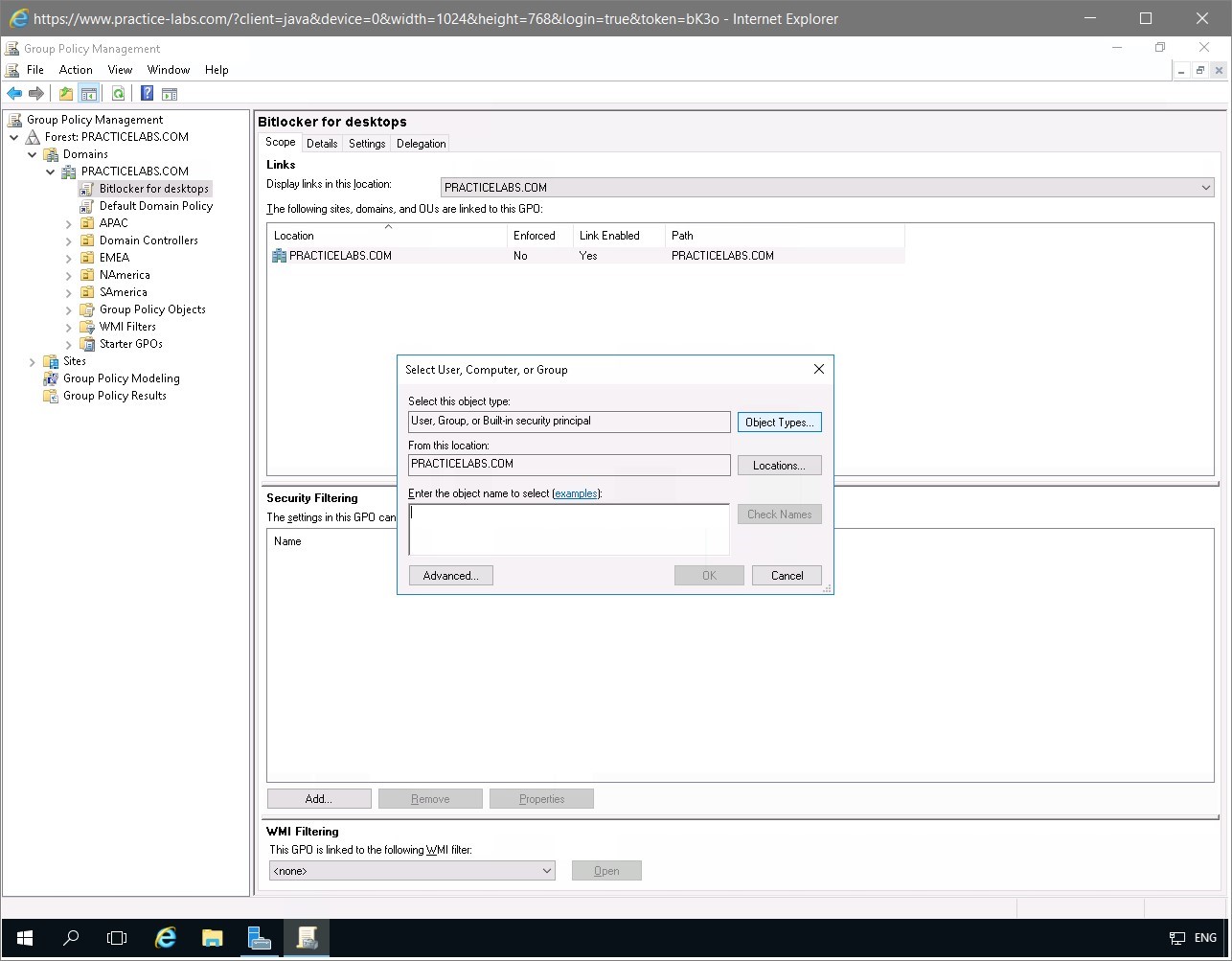 Figure 1.9 Screenshot of the PLABDC01 desktop
