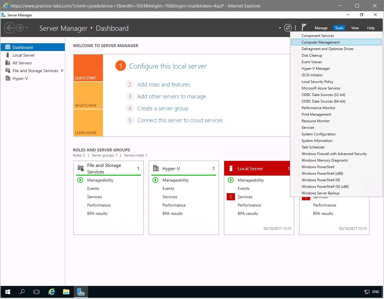 Figure 1.1 Screenshot of PLABDM01 desktop