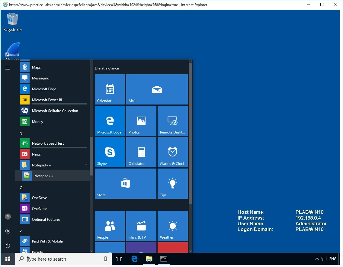 Figure 3.1 Screenshot of PLABWIN10