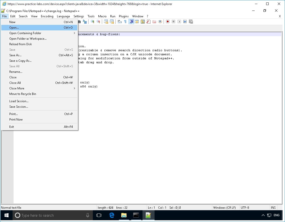 Figure 3.2 Screenshot of PLABWIN10