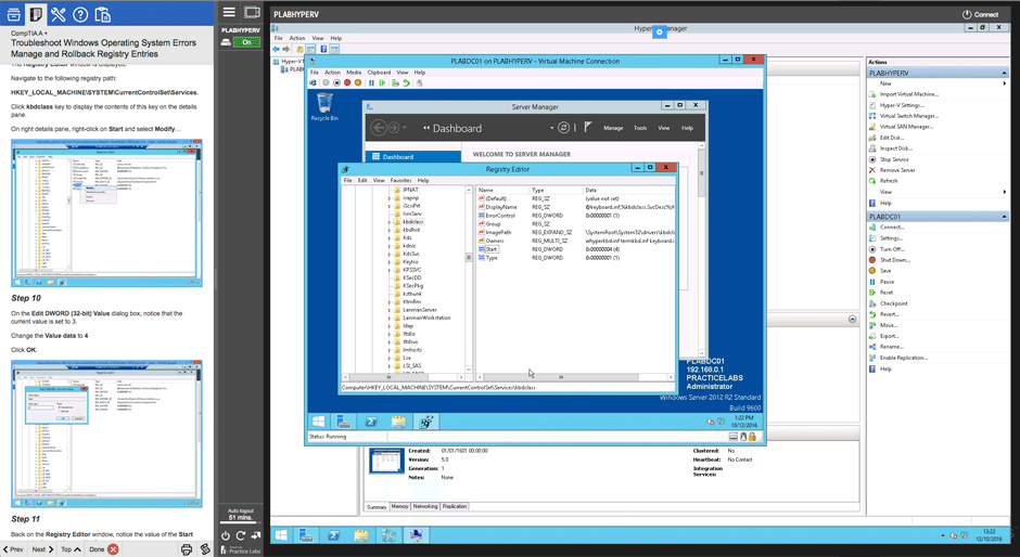 Practice Labs User Interface